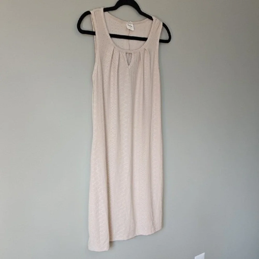 Rumia Womens Pointelle Knit Sleeveless Shift Dress Blush Pink Keyhole Neck Small